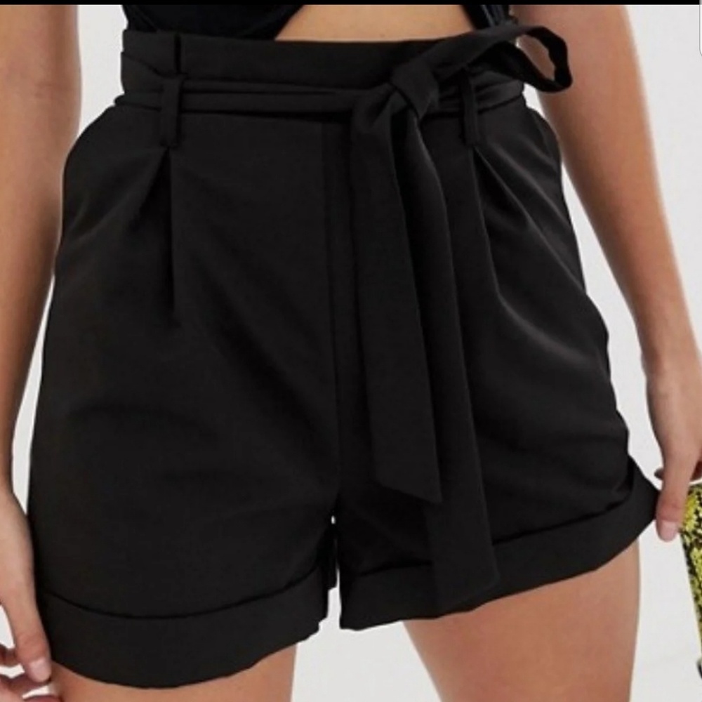 ASOS tie waist high waist shorts paper bag shorts